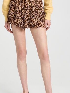 Isabel Marant Étoile Sornel Leopard Ruffle Shorts  (Bloomer Style Skort) Size 12